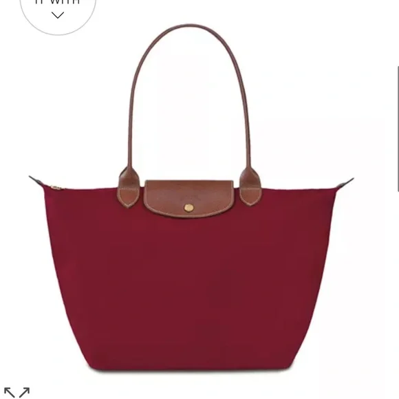 Dark red Longchamp le pliage tote bag
